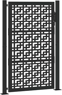 vidaXL Black Steel Patio Gate 41.3x61" Cross Design - Durable Weathering Steel Garden Fence Entry