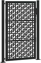 vidaXL garden gate/weathering steel/patio gate black/105x155 cm/laser-cut design/cross motif/strong lock system/secure entry point/outdoor/garden/patio/fence