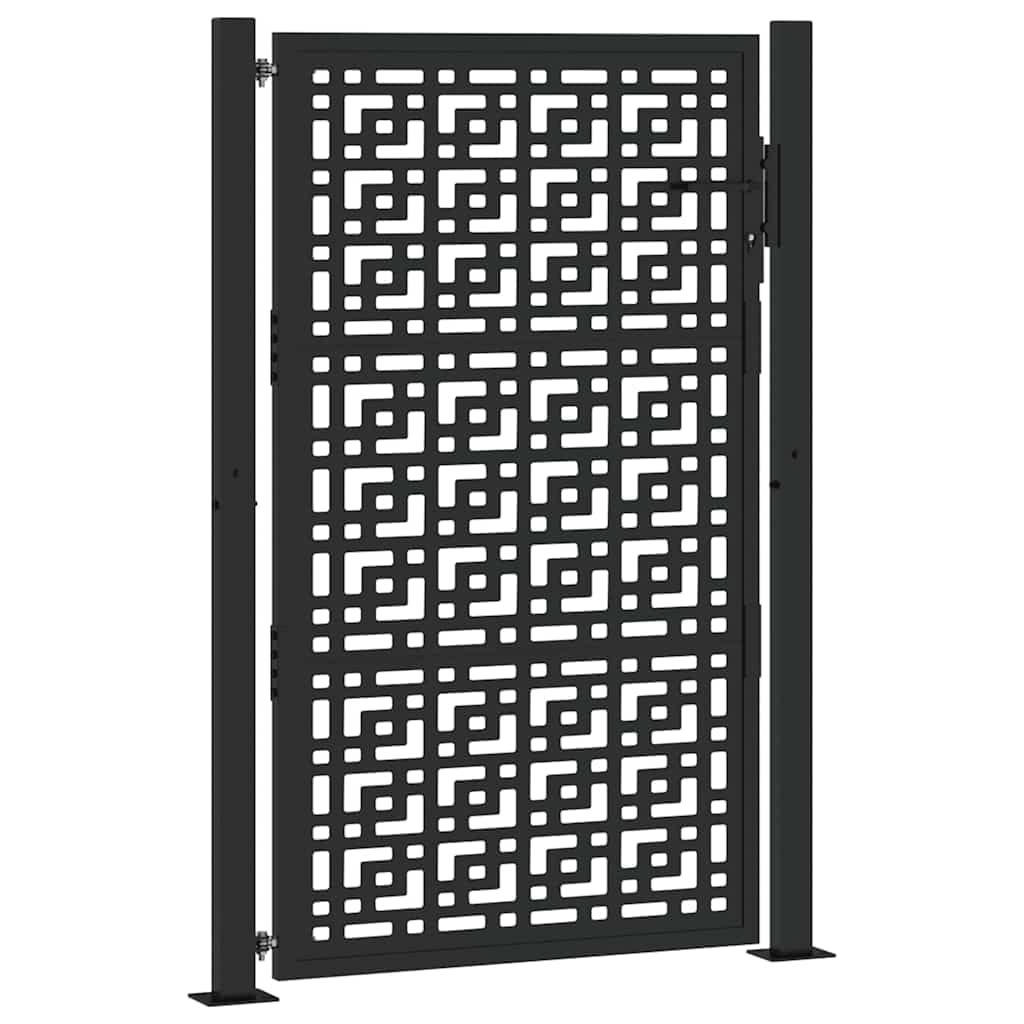 Vidaxl (Steel/Black, 105 X 155 Cm/Cross Design) Garden Gate 105X180 Cm Weathering Steel Flame Design Fence Gate