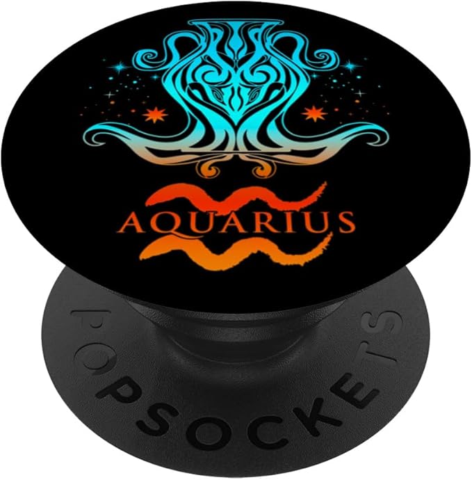 Aquarius Zodiac Sign Colorful Aquarius PopSockets Standard PopGrip
