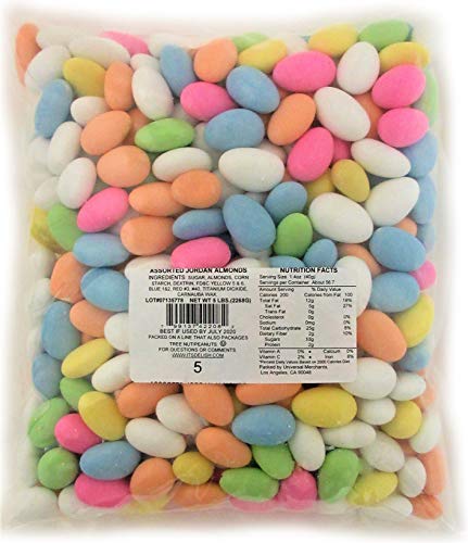Assorted Jordan Almonds Pastel Colors By Its Delish, 5 Lbs Bulk | Sugared Almond Nut With Sweet Hard Candy Coating - Wedding Favors, Bridal Baby Showers, Party Buffet Confetti Candies - Vegan & Kosher #TOP2