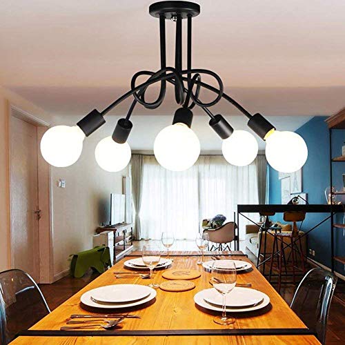 Vintage 5 chefs Branches Plafonniers Rétro Plafond Éclairage Noir Creative Personnalité Plafond Lampes Luminaires Salon Luminaria Lustre