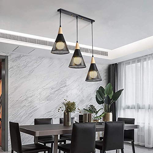 Lustre Nordic 3 lampes au-dessus de la table de salle à manger ou du bar de cuisine noir