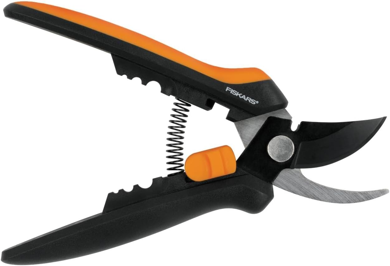 Fiskars Solid Snip Pruner, Floral SP14, Length: 24cm, Steel Blades/Plastic Handle, Black/Orange, 1051601