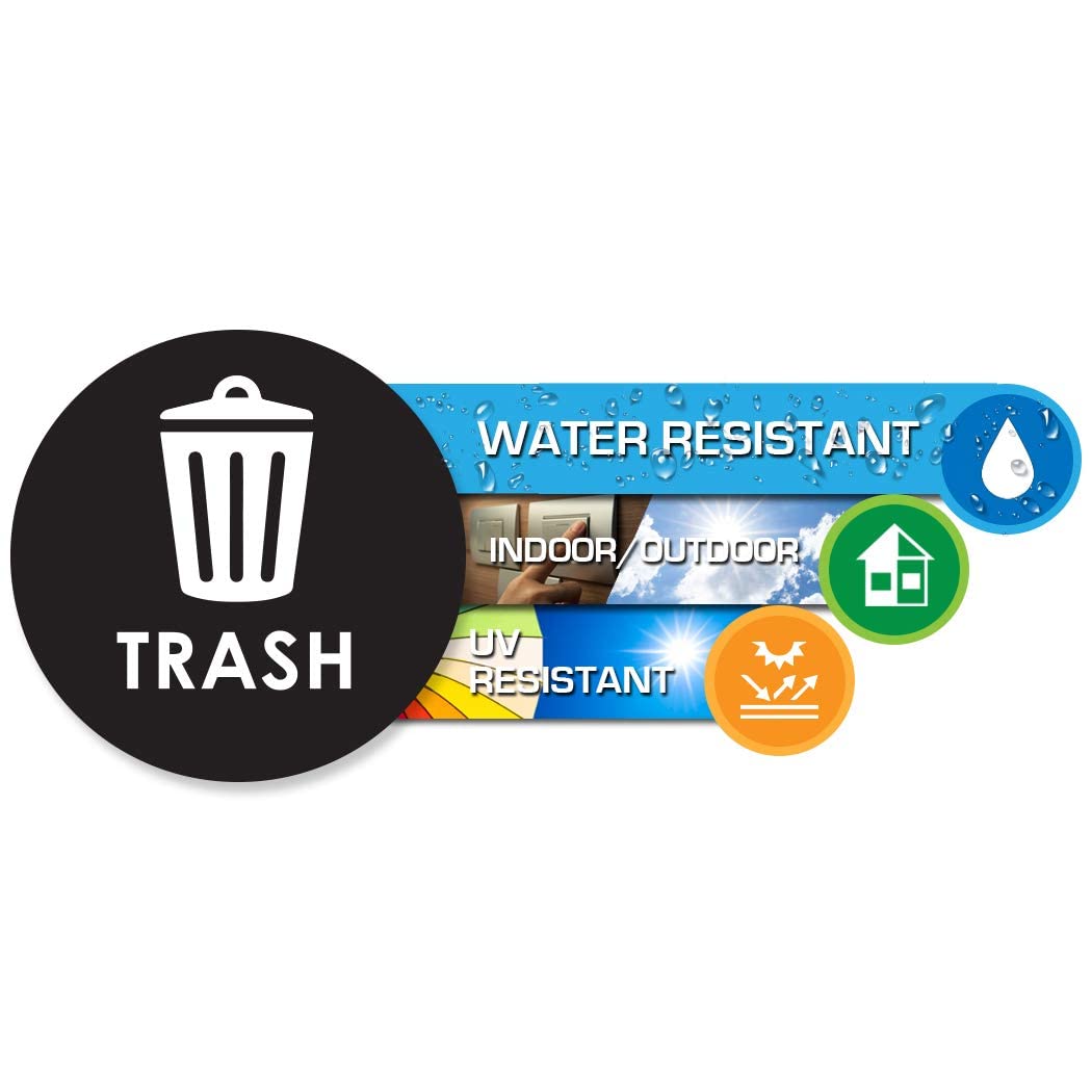 Pixelverse Design Recycle Sticker Trash Can Decal - 6" Large Recycling Vinyl - 4 Pack