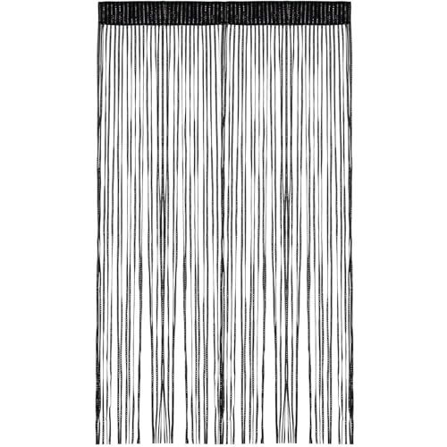 AHEJIOO Fadenvorhang Insektenschutz, 100 X 200 cm Fadenvorhang Schwarz,...