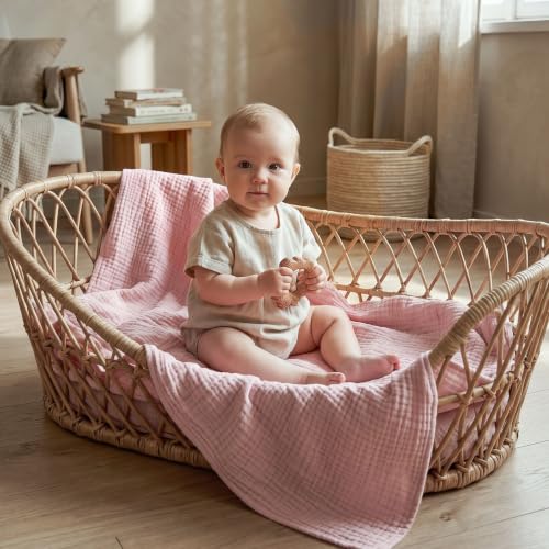 Image of Muslin Swaddle Blankets for Newborn, 3 Pack Breathable Soft Receiving Blanket, Large 38 x 40 inches Swaddle Wrap Burping Clothes, Essentials Infant Shower Items, Toddler Gift (Pink Flamingo)