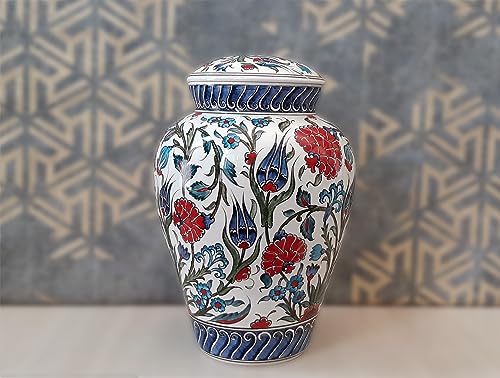 Elegant Handmade Turkish Ceramic Cremation Urn for Adults – 34 cm Tall Memorial Vessel - Image 2