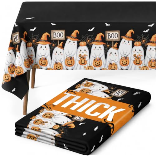 Image of Pureegg Polyester Halloween Tablecloth 60 inch x 84 inch 1 Pack Black Ghost