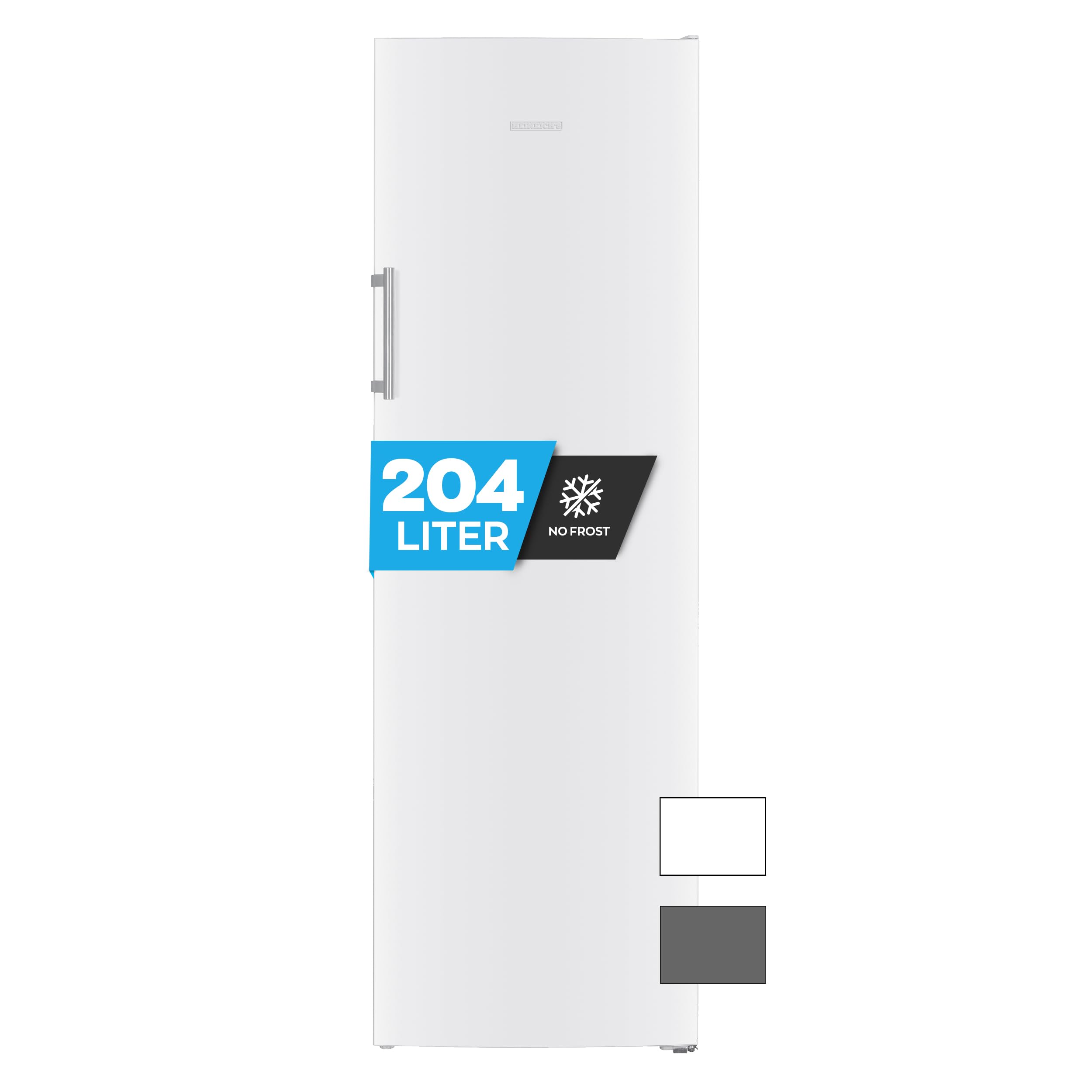 Heinrich´s Gefrierschrank 204L Temperatur: -14°C~-22°C, Volumen, Freezer, No-Frost Schutz, 4x Gefrierschubladen, 2x Schubfächer, LED-Display, wechselbarer Türanschlag, Alarmfunktion (weiß)