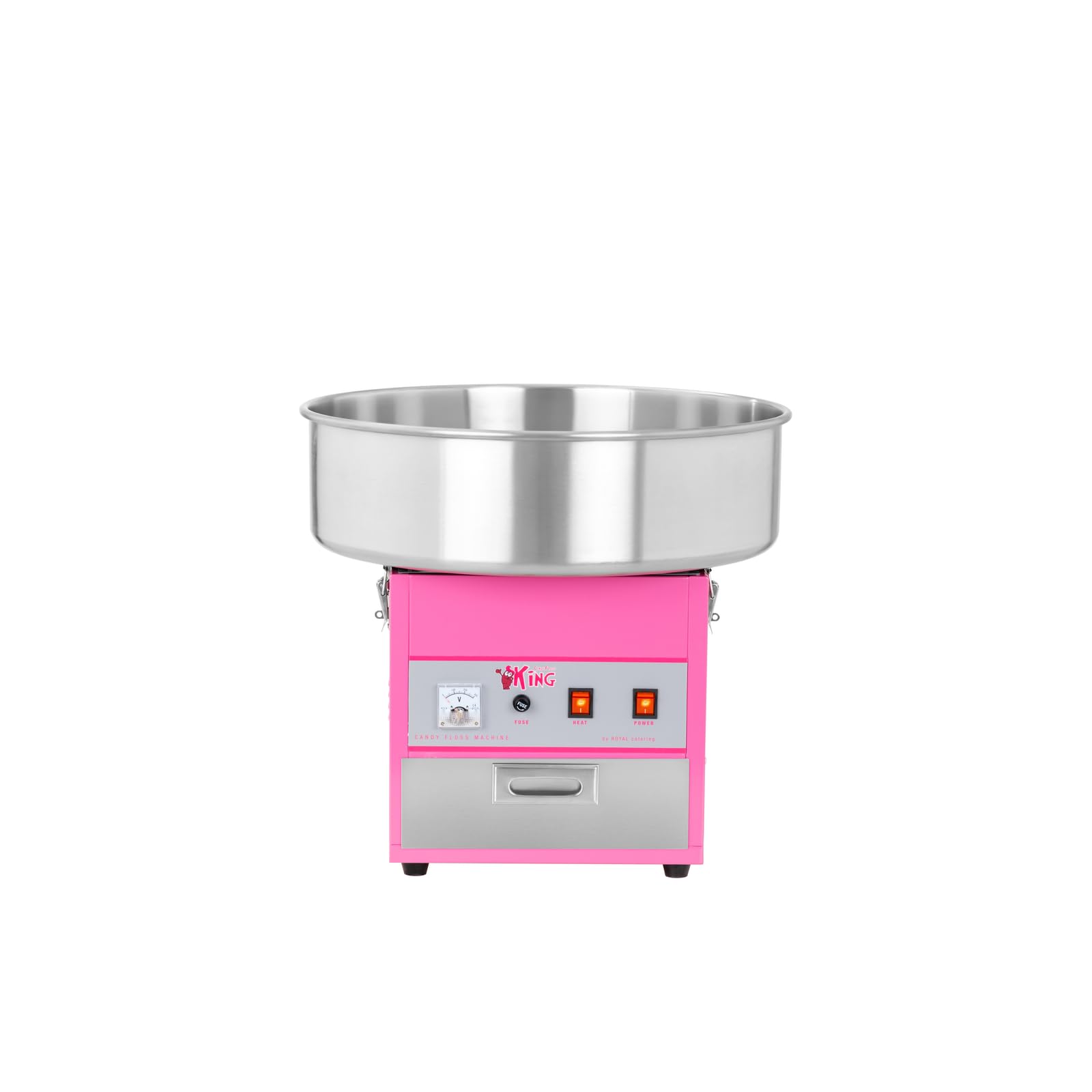 Royal Catering Machine à Barbe à Papa Professionnelle RCZK-1200E (diamètre de la cuve 52 cm, 1 200W, rendement horaire 1 portion/30-60 s, 52x52x50cm, avec Couvercle de Protection)