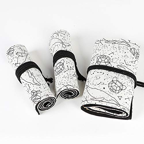 Image of Funny live 24 /36 /48 /72 Slots Colored Pencil Wrap Roll up Pen Holder Case Drawing Coloring Pencil Roll Organizer Stationery Case for Student Artist Traveler (Abstract Lines, 72 Slots)
