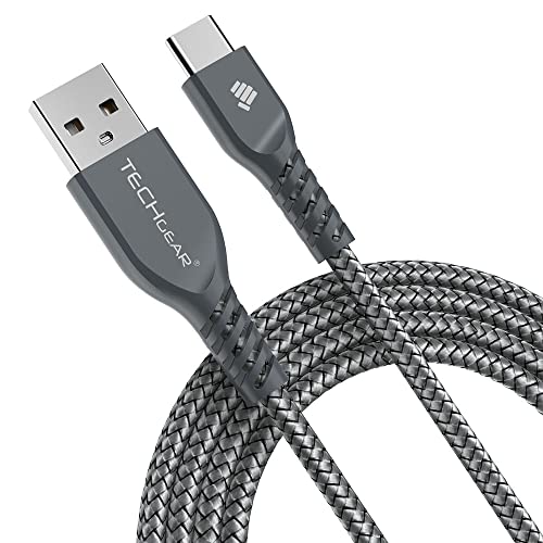 TECHGEAR Câble USB C Tressé Chargeur/Transfert (2m) Compatible avec iPad Pro 12.9 ET iPad Pro 11 2022/2021/2020/2018, iPad 10e génération, iPad Mini 6, iPad Air 4 2022/2020 5e/4e génération [Argent]