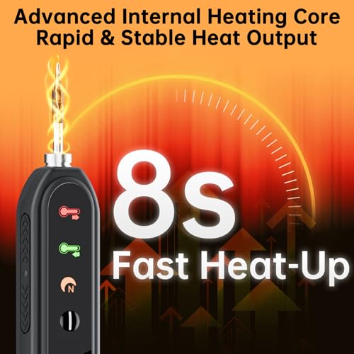Image of Cordless Soldering Iron Kit, 8s Fast Heat-Up, 1600mAh Rechargeable Battery, Type-C Charging, Adjustable Temp 180~450 ℃, 3 Replaceable Tips, Wireless Soldering Pen for DIY Electronics Repair - Black