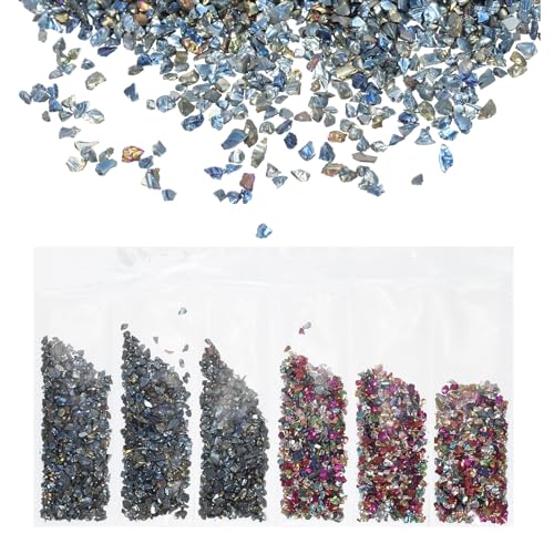QUARKZMAN Frammenti Vetro Alto Lustro Frantumato 1-3mm 30g Rotto Vetro Pezzi Irregolare Vetro Metallico Cristallo Trucioli per Resina Arti Vaso Gioielli Decorazione Multicolore