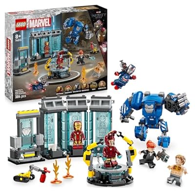 LEGO | Marvel Laboratorio di Iron Man: Sala delle Armature - Giocattolo per Fan dei Supereroi con Mech e 5 Minifigure come Aldrich Killian e Robot Dum-E - Regalo Avengers per Bambini da 8 Anni 76315