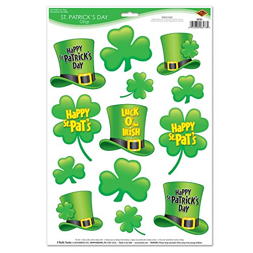 Pinces en plastique Saint-Patrick vert jaune noir Beistle 30783 pour buffet