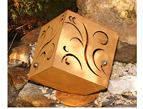 Würfel Barocco Edelrost Rost Metall Gartendeko f.Säule Edelstahl - Kugel Cover