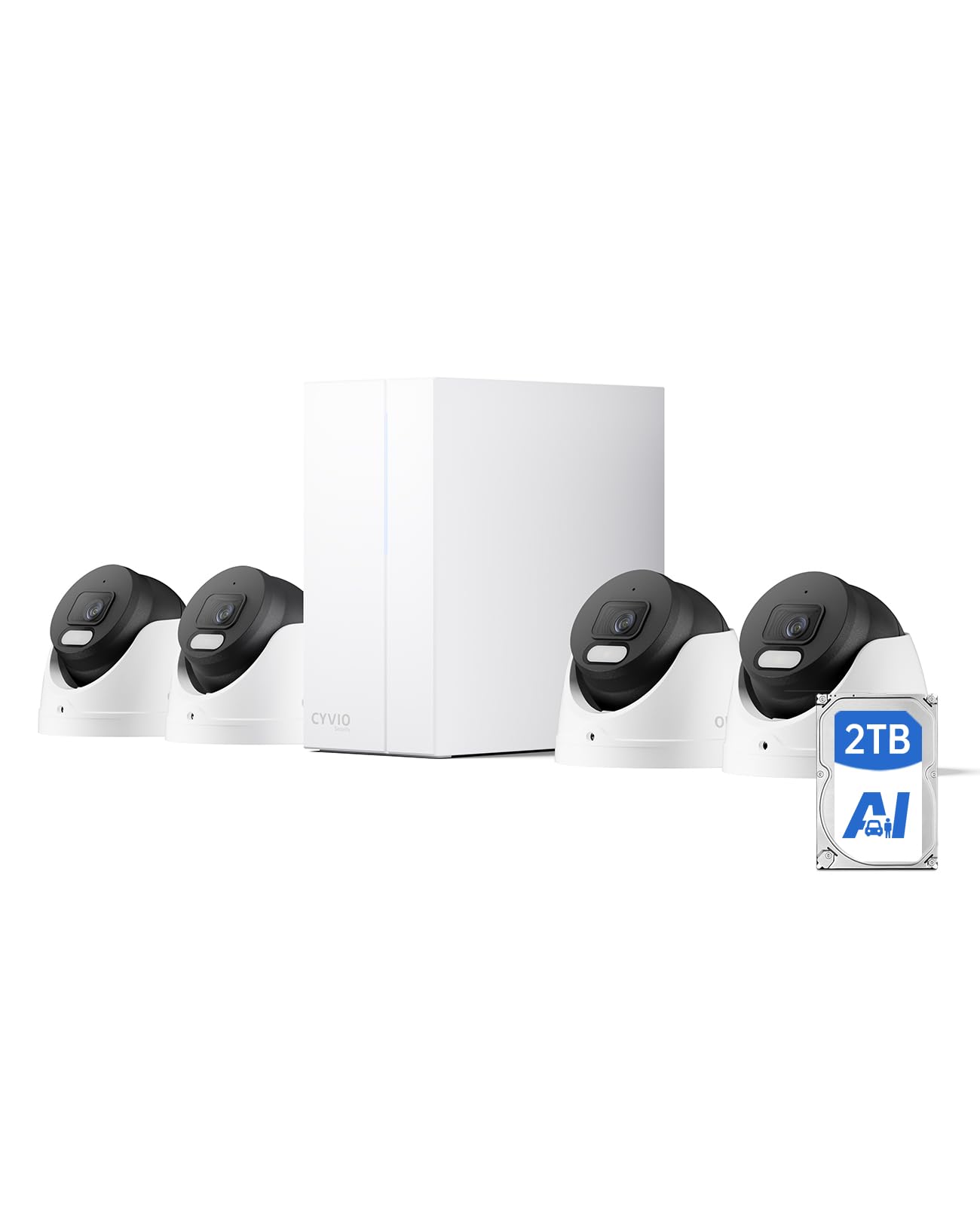 4K Wired PoE Security Camera System, 4pcs 8MP Cameras for Outdoor Home Security, AI Detection, Color Night Vision, IP67 Waterproof, No Subscription, H.265 4K 8CH NVR, 2TB HDD for 24-7 Recording