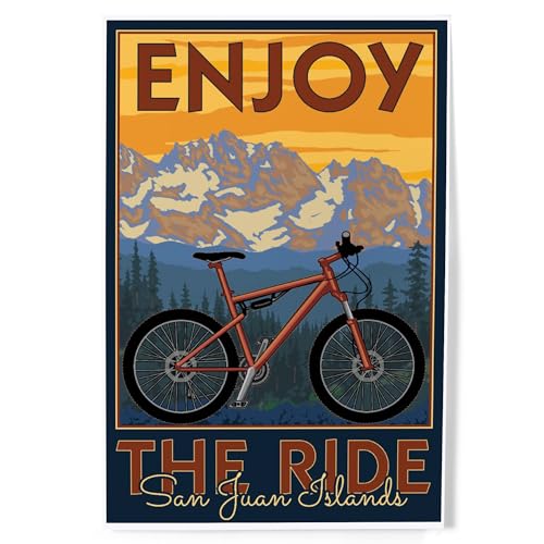 Lantern Press San Juan Islands Bike Scene 8x12 Art Print