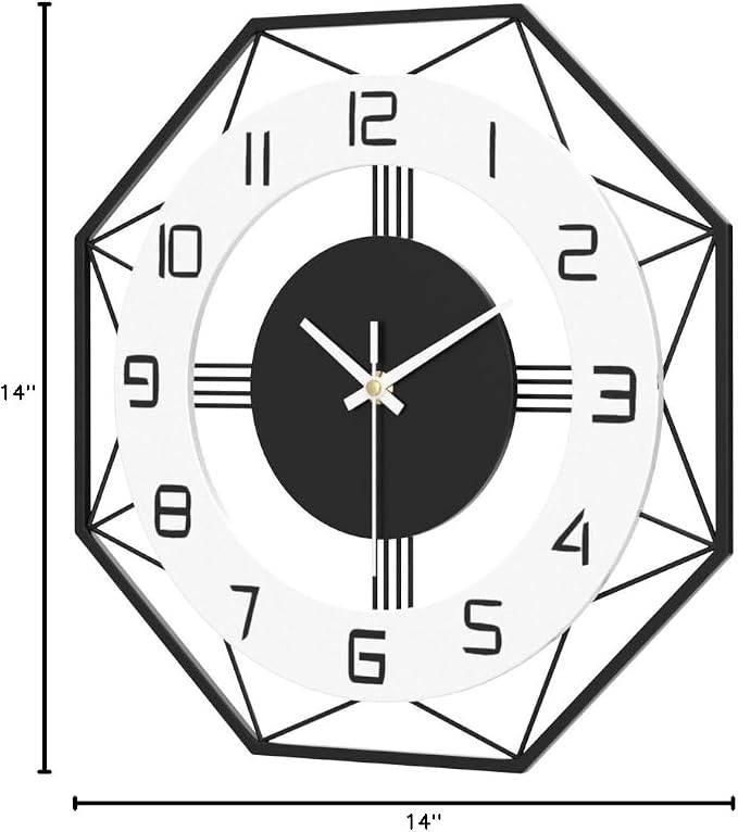 Reloj de Pared Grande Moderno Silencioso 14 Pulgadas Negro miniatura 2