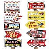 Hooqict 20 Pieces Racing Car Party Decorations Car Party Directional Signs for Racing...