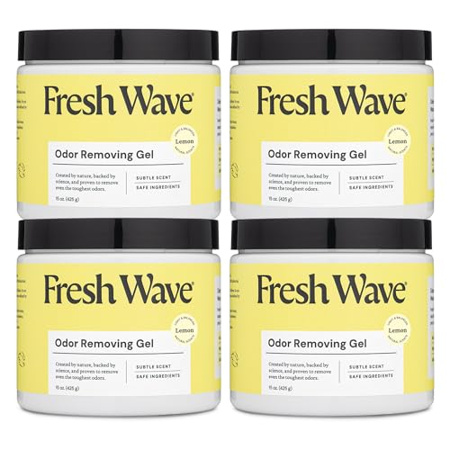 Image of Fresh Wave Lemon Odor Removing Gel, 15 oz., Pack of 4 - Safer Odor Absorbers for Home, Natural Plant-Based Odor Eliminator, Every 15 oz. lasts 30-60 Days, For Cooking, Trash & Pets