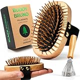 Hundebürste Langhaar - Detangle Pure, Made in Germany, 100% Naturborsten, sanfte Fellbürste ohne Ziepen zum Entfilzen & Glätten, FSC® Holzgriff, inkl. Bürstenreiniger