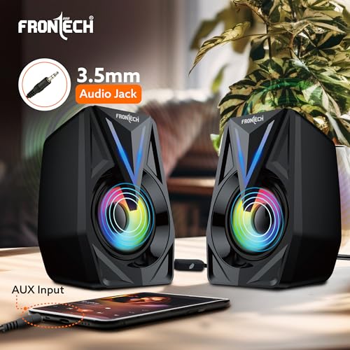 Image of FRONTECH Multimedia Speakers | 12W Output | 2.0 Channel Stereo Sound | RGB Lighting | USB Powered | 3.5mm AUX | 1 Year Warranty (SPK-0014)