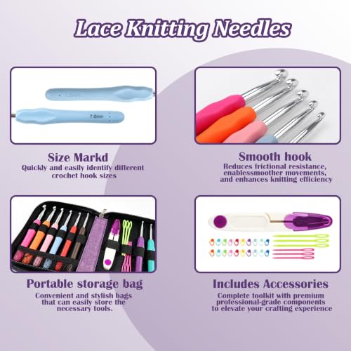 Image of Yarniss 20 Sizes Ergonomic Crochet Hooks Set for Beginner 0.5mm-10mm