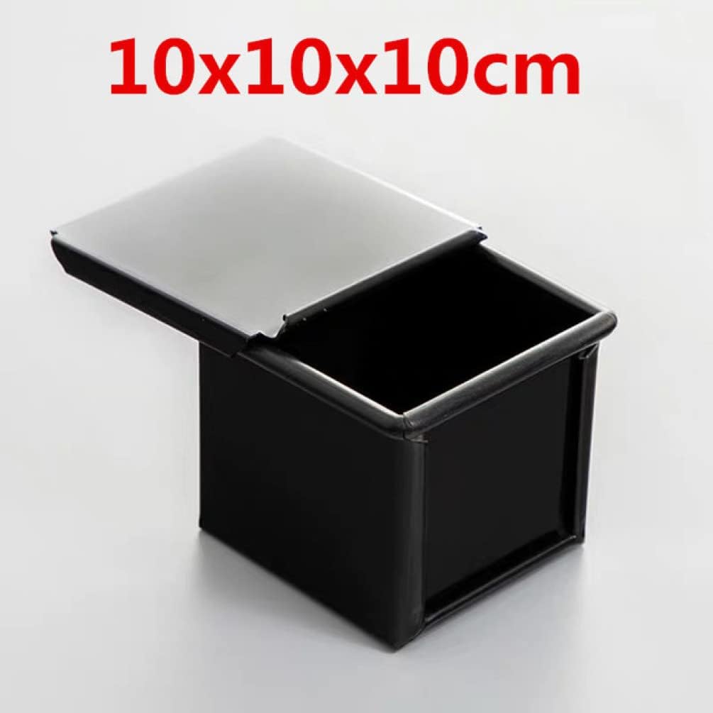 Cake Toast Pan with Cover Mini Teflon Coated Square Loaf Pan Aluminum Plated Steel Pancake Baking Pound/210 (Color : 8cm) (10cm)
