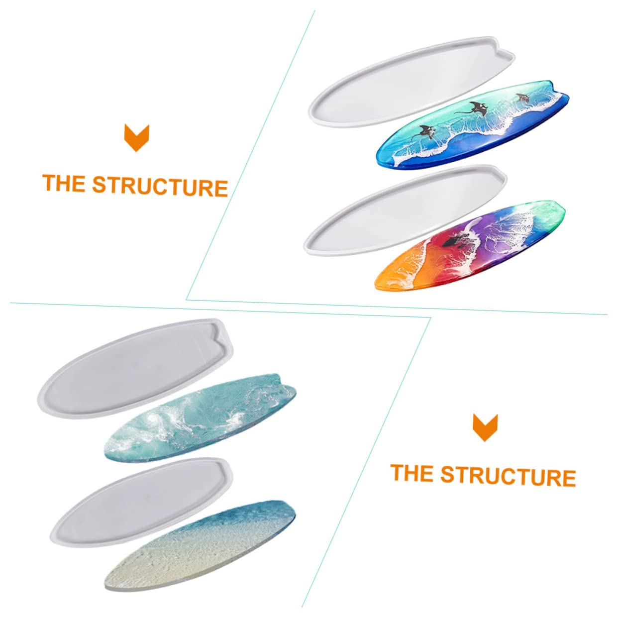6stücke Silikon Gießform Surfbrett-Form Epoxidharz Silikonform Für Untersetzer Und Kreative Bastelprojekte Für Heimdekoration Und
