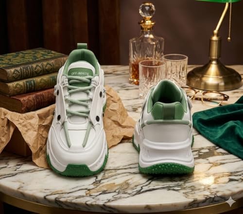 Image of Men's Chunky Sneakers, Faux Leather Upper, Lace-up, Round Toe, Streetwear Style, Casual Wear