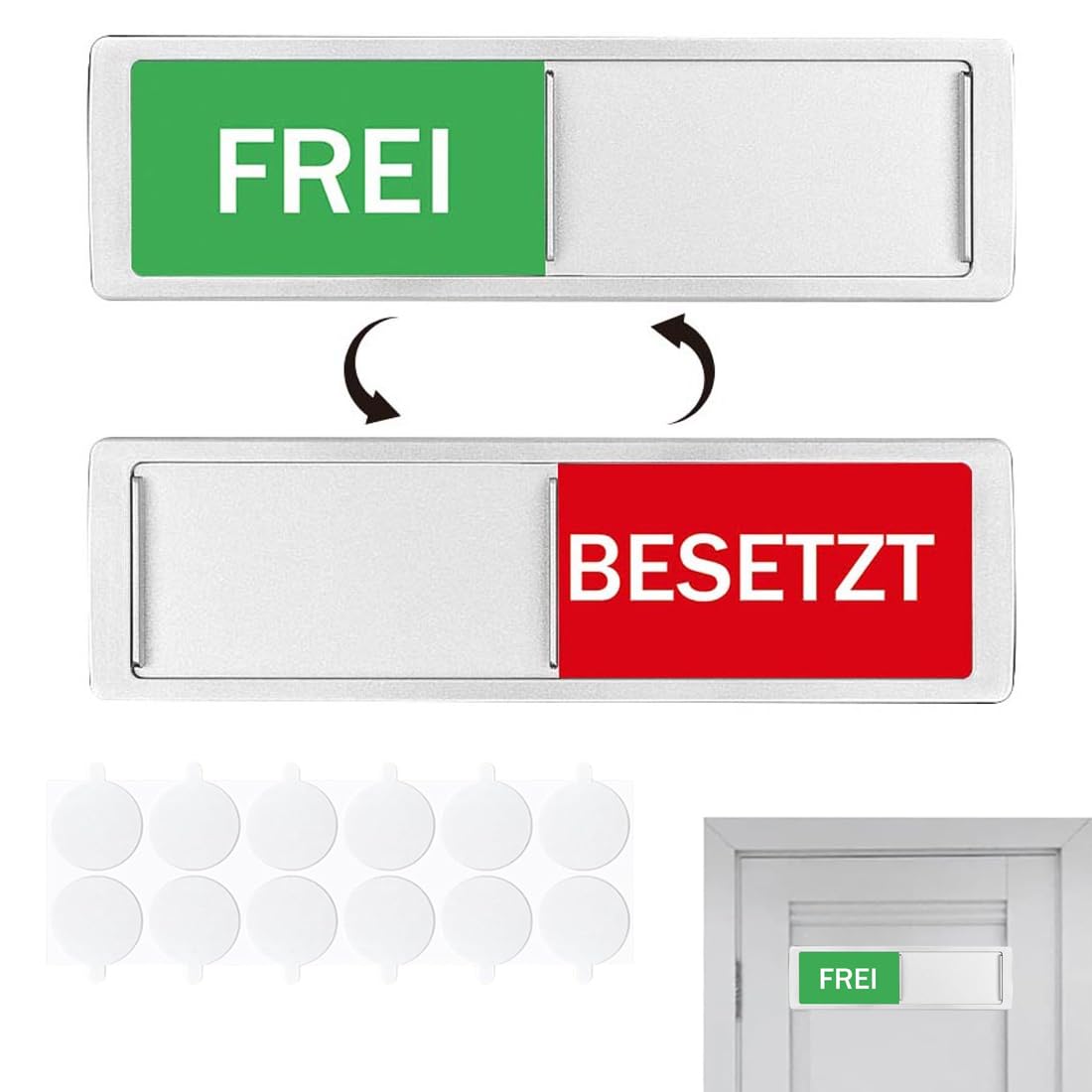 WUSJCOF 1PCS Frei - Besetzt Schilder Klebeschild Mit Schieber Festhaltemagneten für Toilette, Wartezimmer, Besprechungsräume, Raumstatus (Raumschild) (Festhaltemagneten,Und Klebefläche)