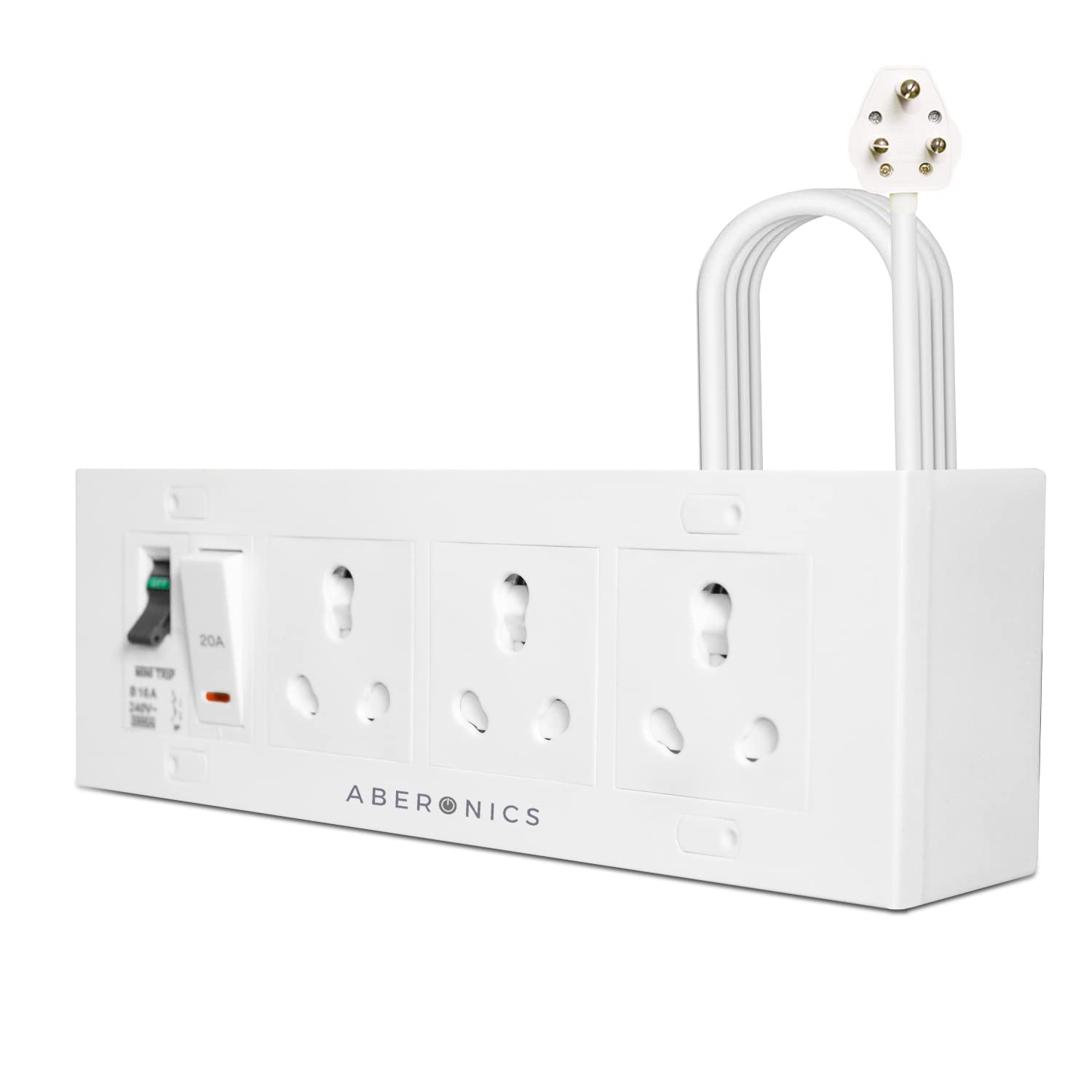 Aberonics Extension Board 3 Dual Socket with MCB & ON/Off Switch | 6-20 AMP Max Load | 1.5 Sq.mm. Full Gauge Wire (2 Meter Wire) (B0C1HDJD4T) Amazon Price History, Amazon Price Tracker