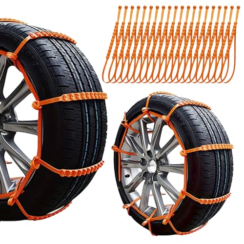 YLIKZT 【強化版】タイヤチェーン チェーン 簡単 チェーン 非金属 取り付け 緊急 滑り止め 冬の必需品 タイヤ チェーン 車 雪道 冬 氷 アイスバーン 凍結 スリップ 事故 悪路対応 バイク/トレーラー用 (20本入)