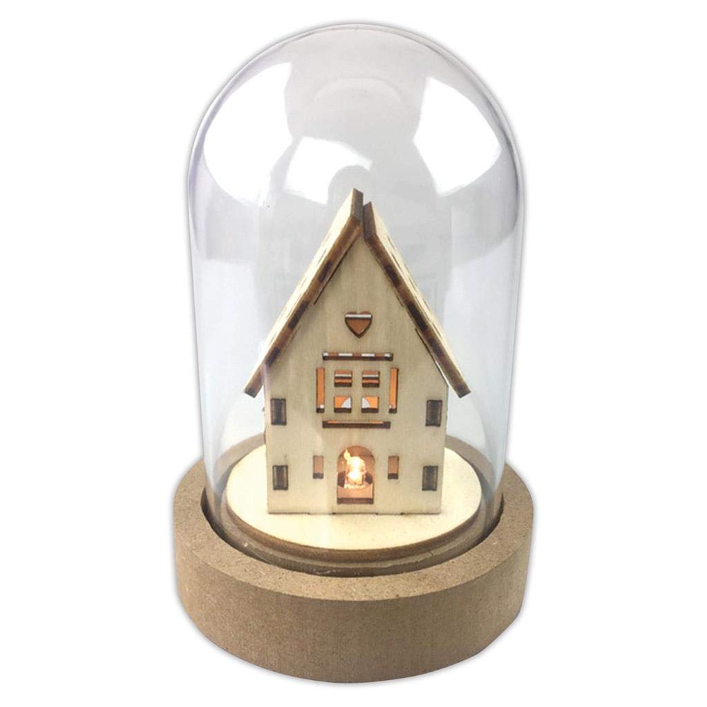 Papermania Light Create Christmas Led Cloche House, Home Decoration, Clear Display, Up Cloche, Decorative Plastic Terrarium, Dome Jar Globe, Christmas Gift