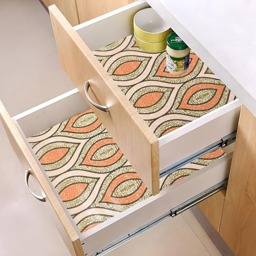 Image of Kuber Industries Pack of 2 Waterproof & Durable 5 Meters Kitchen Mats for Shelf Liner Roll | Wipeable Fridge Sheets for Shelves Cabinet Drawer | Gripper Design - Green & Orange