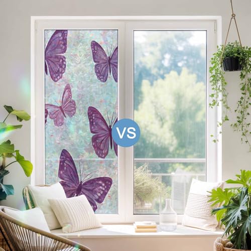 Vinilo Decorativo para Ventana Mariposas Moradas 39x18 in miniatura 4