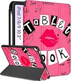Uppuppy for iPad 9th/8th/7th Generation Case 10.2 Inch Girls Cute Women Folio Smart Cover with Pencil Holder Red Lips Design Funny Girly Teens Unique Cases for iPad 7/8/9 Gen A2602 A2270 A2197