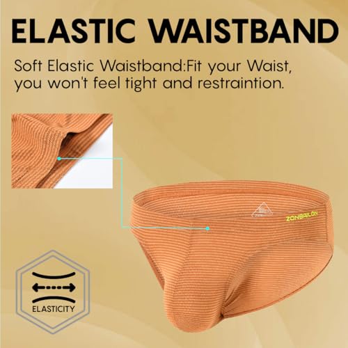 Mens Low Rise Brief with Breathable Mesh Sexy Underwear for Men Striped Brief Big Pouch2