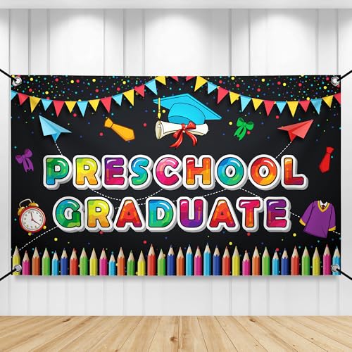 Image of KatchOn, Preschool Graduation Banner - 72x44 Inch | Preschool Graduation Decorations 2026 | Kindergarten Grad Decoration | Congratulations Graduate Banner | Congrats Grad | Grad Party