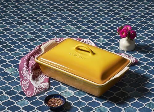 Image of Le Creuset Stoneware Covered Rectangular Casserole, 12 inch x 9 inch, Nectar