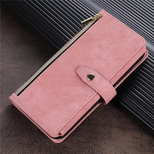 Housse cuir iPhone 13 rose anti-perte grâce au long cordon portefeuille