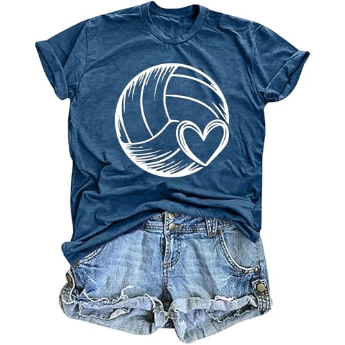 Volleyball Shirts for Women Volleyball Graphic Tee Shirt Volleyball Mom Tshirts Casual Short Sleeve Tee Tops