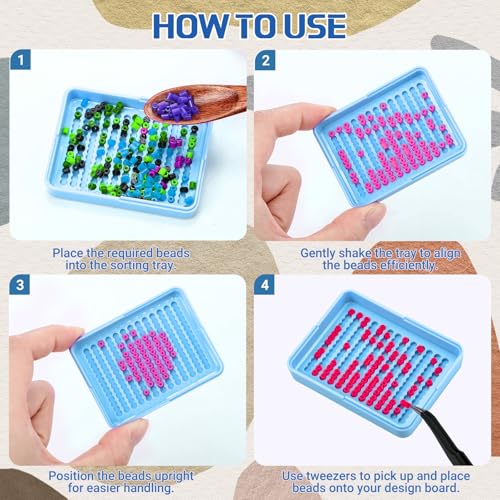Image of Beeveer 12 Pcs 2.6mm Fuse Beads Picking Trays 2.6 x 2 Inches Bead Sorting Trays Organizer Efficient Sorting Tools for Melty Beads for DIY Arts Crafts (Blue)