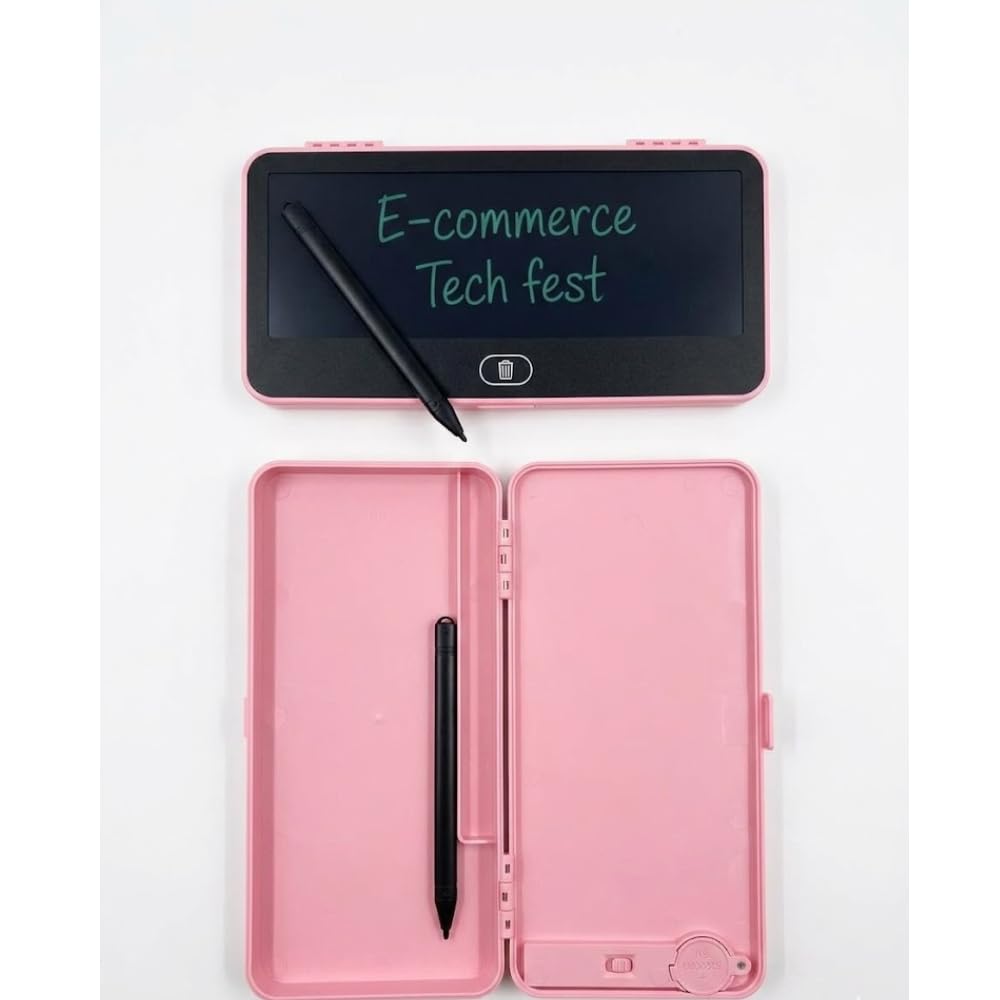 2-in-1 Smart LCD Writing Tablet Pencil Case for Kids, Digital Memo Pad, Large Capacity Stationery Organiser, Electronic Drawing Board with Stylus Pen, One-Click Erase, Pink-image-8
