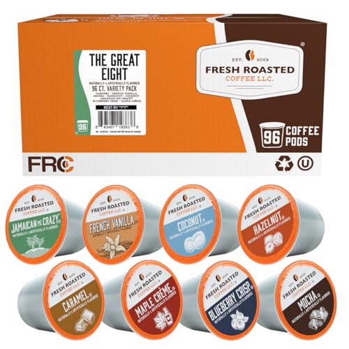 Fresh Roasted Coffee, The Great Eight, Flavored Coffee Pod Variety Pack