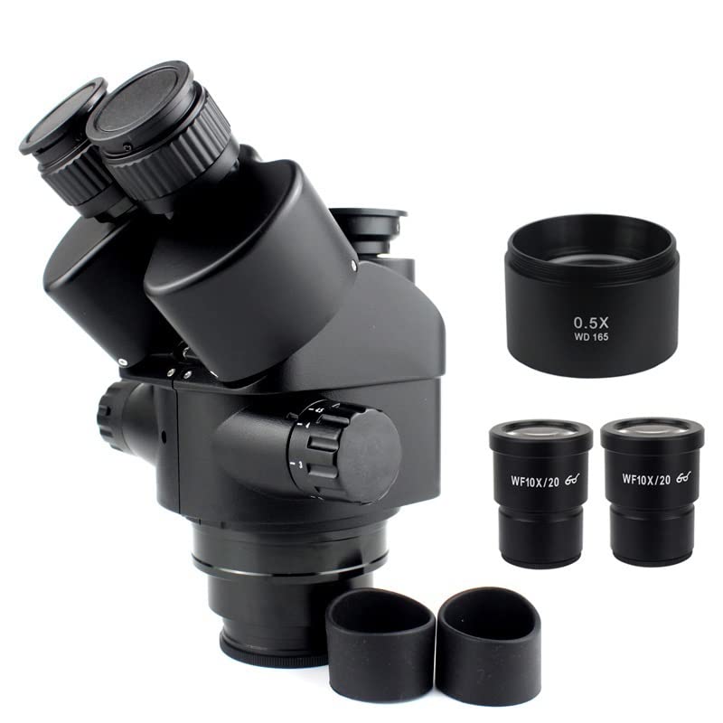 Microscope 7X-45X 3.5X-90X Simul-Focal Trinocular Microscope Zoom Stereo Microscope Head 0.5x 2.0x 0.7x 1.5x 0.75x Auxiliary Objective Lens For PCB Soldering Phone Repair PCB inspection(Wiht 0.5x 165m