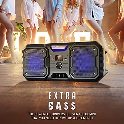 Image of Ant Audio Rock 550 Party Speaker with Karaoke with FM Radio, Micro SD Card, USB, Wired Mic - 55 watt, Black